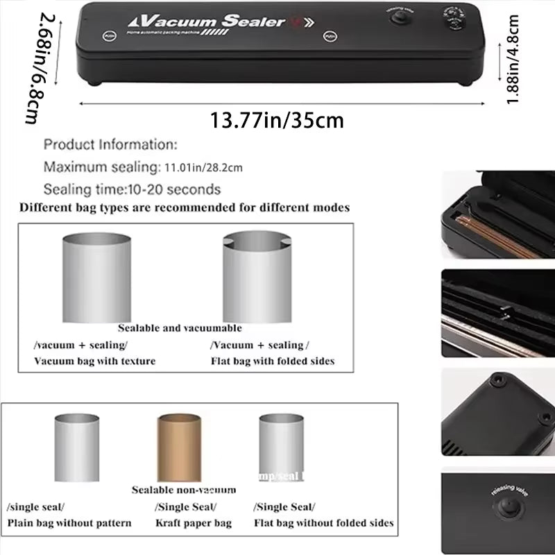 SealFresh™ – Machine de Mise Sous Vide Automatique - Conservez Vos Aliments 5x Plus Longtemps - FaciliCasa