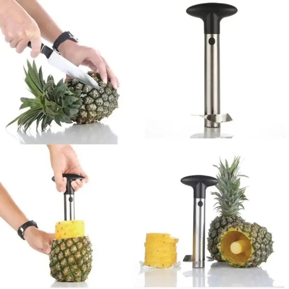 AnanaSpin™ – Coupe - ananas en acier inoxydable ultra - rapide pour des tranches parfaites et juteuses sans effort - FaciliCasa