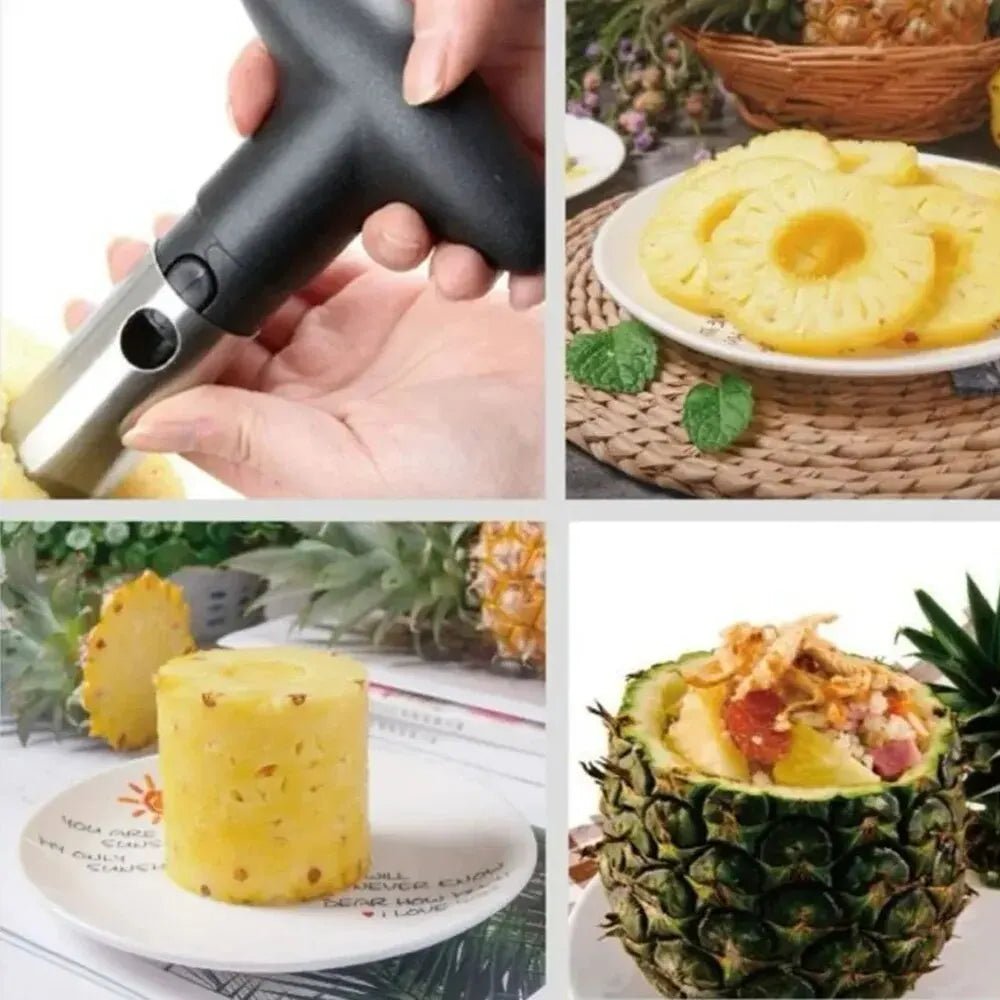 AnanaSpin™ – Coupe - ananas en acier inoxydable ultra - rapide pour des tranches parfaites et juteuses sans effort - FaciliCasa