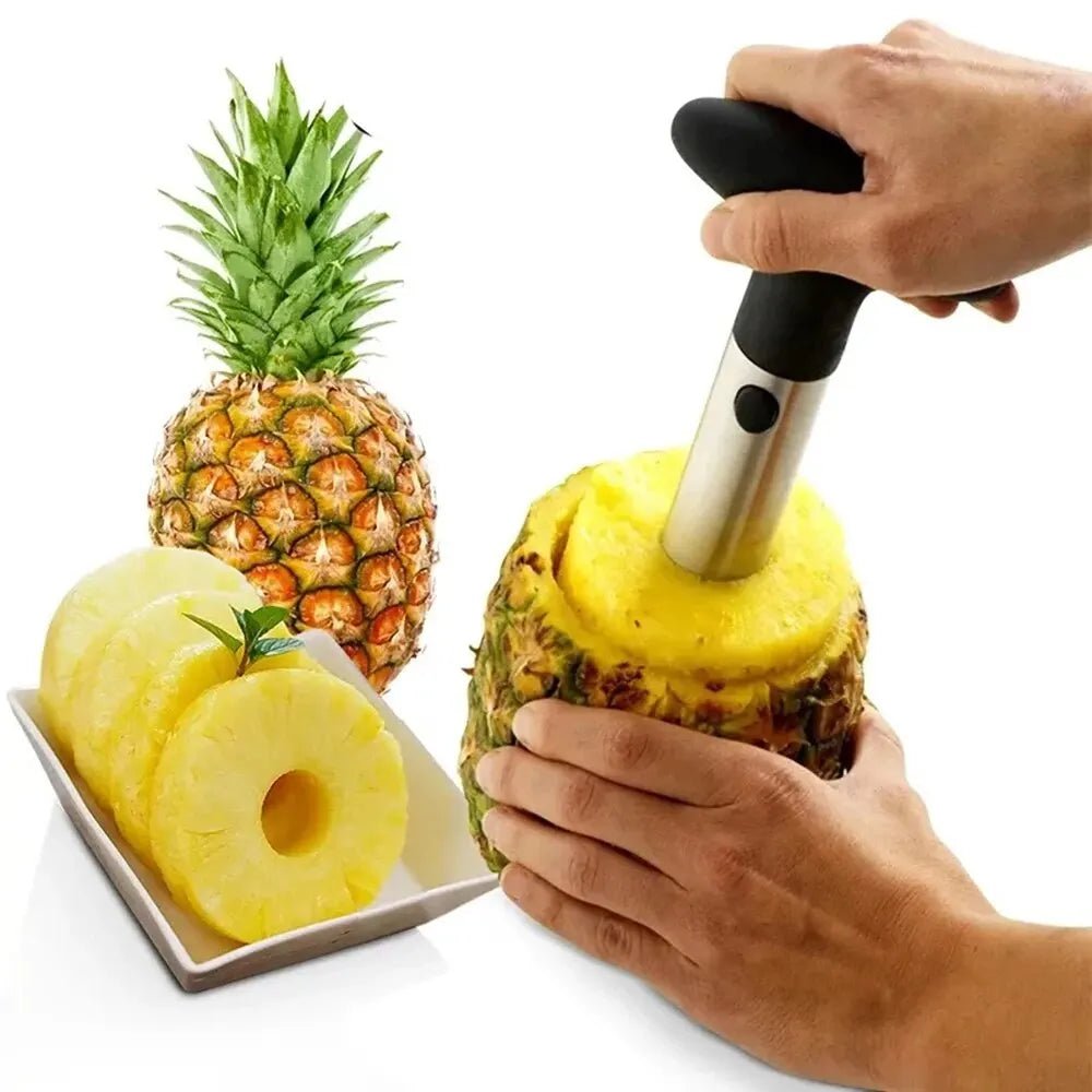 AnanaSpin™ – Coupe - ananas en acier inoxydable ultra - rapide pour des tranches parfaites et juteuses sans effort - FaciliCasa