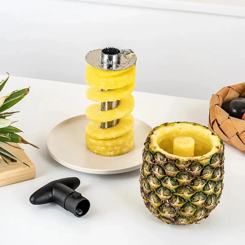 AnanaSpin™ – Coupe - ananas en acier inoxydable ultra - rapide pour des tranches parfaites et juteuses sans effort - FaciliCasa