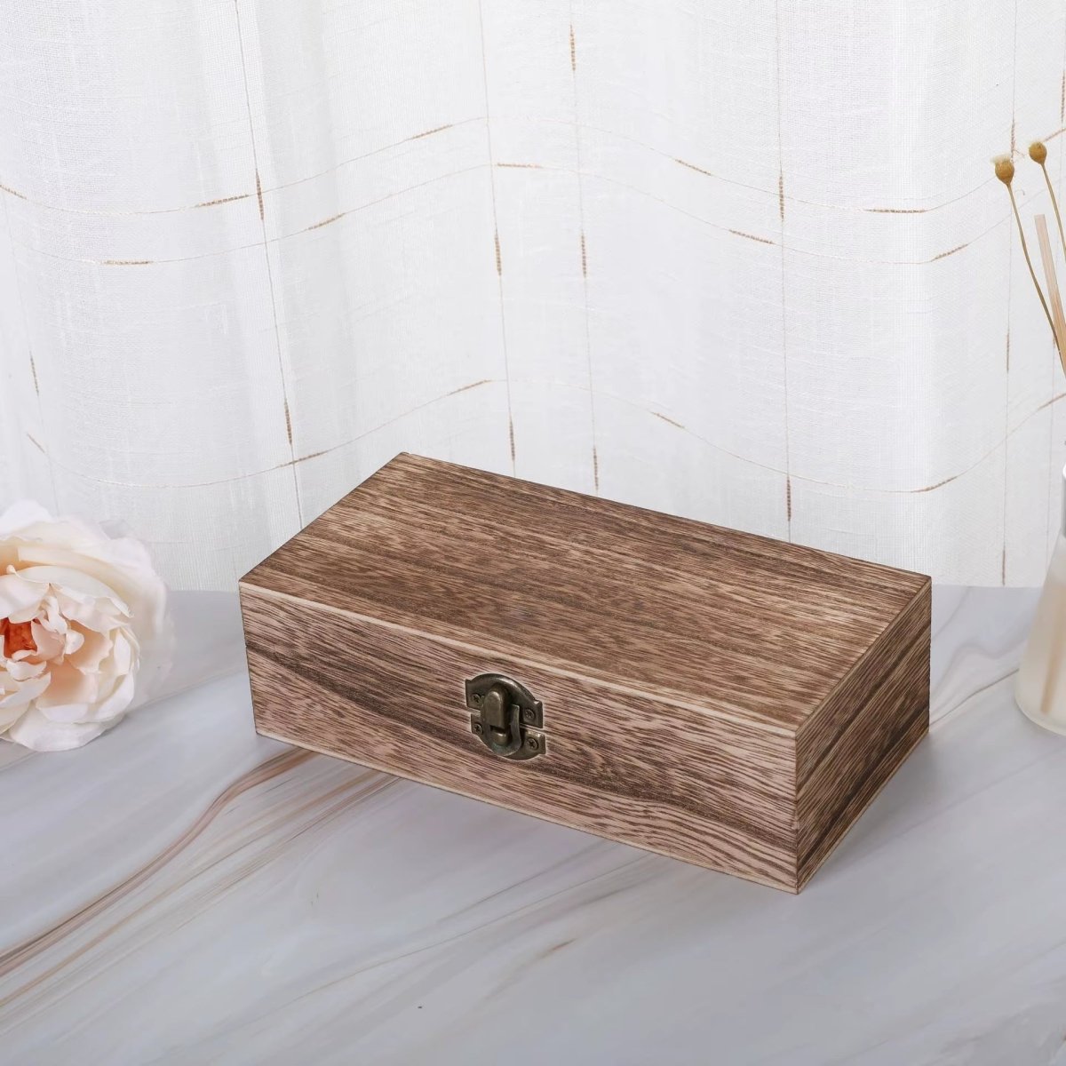 WoodMemory™ – Boîte de Rangement Vintage en Bois avec Fermoir – Idéale pour Bijoux, Souvenirs et Décoration Authentique - FaciliCasa