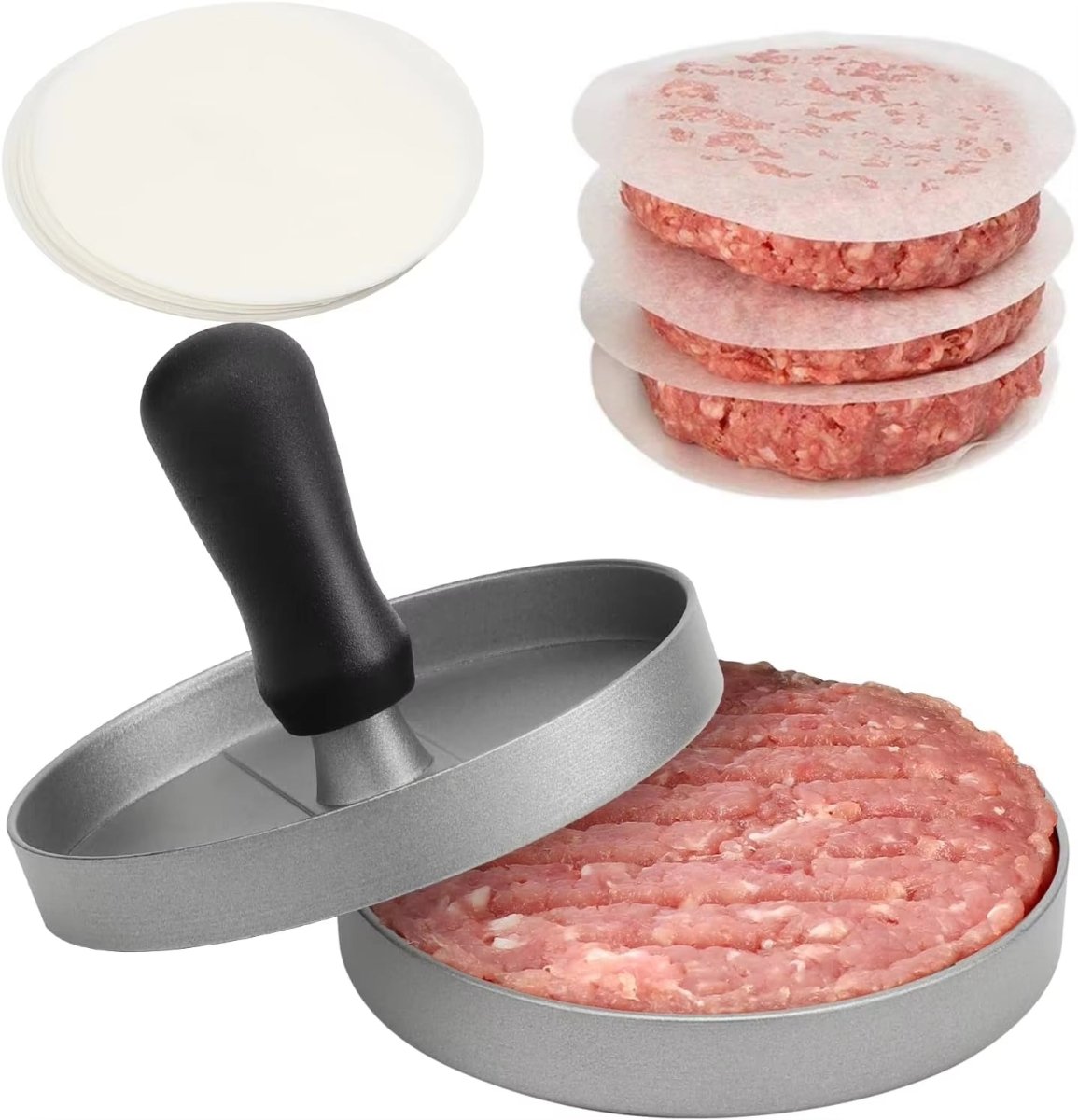 BurgerPress™ – Presse à steak haché antiadhésive | Formez des burgers maison parfaits pour grill, barbecue & cuisine facile BBQ Grill - FaciliCasa