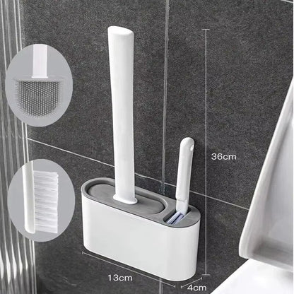 CleanFlex™ – Brosse WC en Silicone Long Manche – Nettoyage Sans Éclaboussures, Séchage Rapide & Support Mural - FaciliCasa