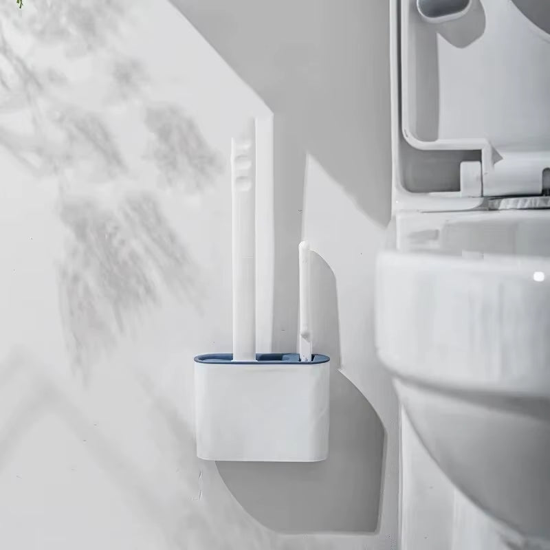 CleanFlex™ – Brosse WC en Silicone Long Manche – Nettoyage Sans Éclaboussures, Séchage Rapide & Support Mural - FaciliCasa