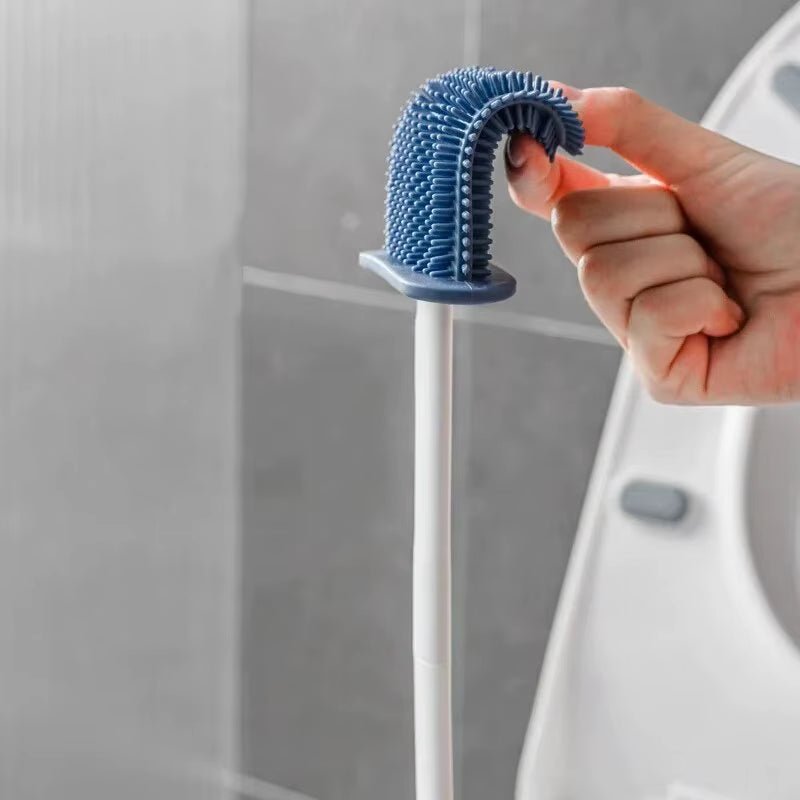 CleanFlex™ – Brosse WC en Silicone Long Manche – Nettoyage Sans Éclaboussures, Séchage Rapide & Support Mural - FaciliCasa