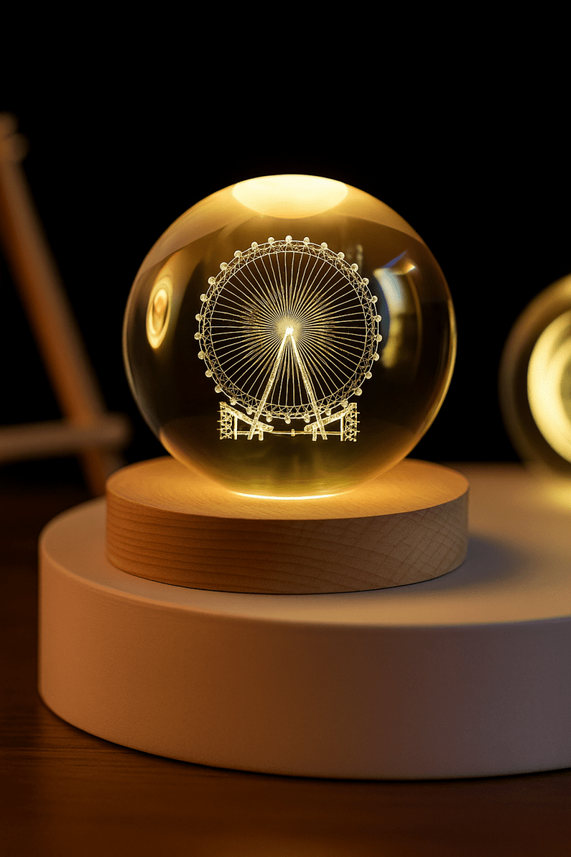 🌌 CosmoSphere™ - Veilleuse LED boule de cristal 3D lune & planètes, lampe d’ambiance magique pour chambre et cadeau original - FaciliCasa