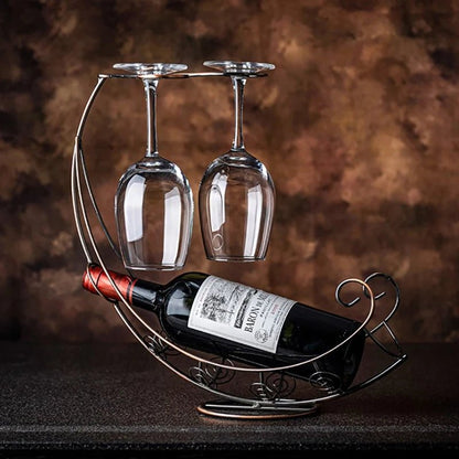 Creative Hanging Metal Wine and Glass Rack for Bar Display and Storage - FaciliCasa