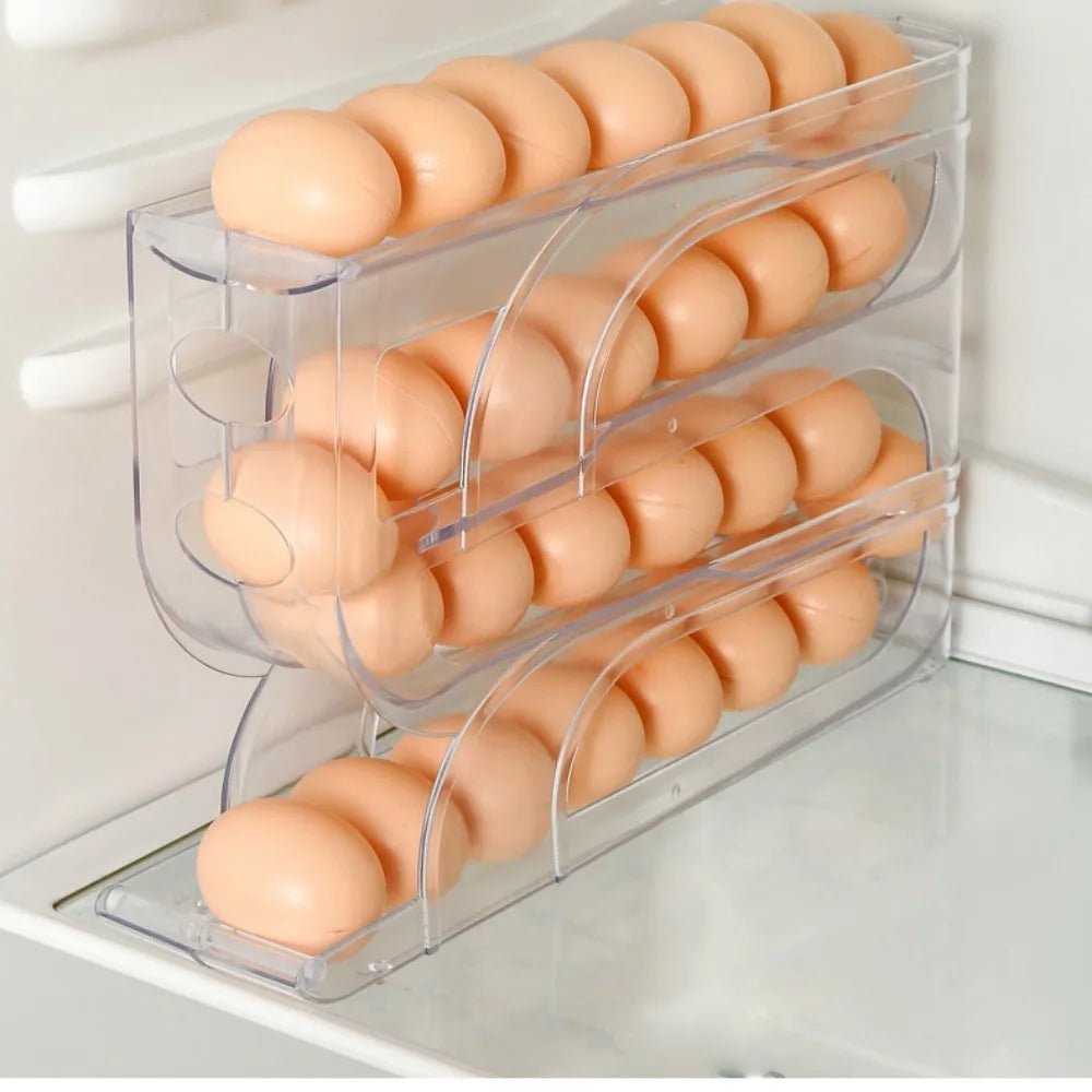🥚 EggRoller™ - Rangez vos œufs intelligemment et sans effort Support à œufs automatique 3/4 couches – Organisation cuisine gain de place, design coulissant, stockage grande capacité - FaciliCasa