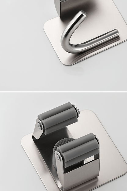 Fix&Grip™ – Crochet Mural Adhésif en Inox pour Balai et Vadrouille, Rangement Sans Perçage, Ultra - Résistant et Polyvalent - FaciliCasa