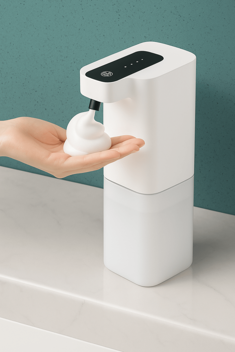 FoamSense™ – Distributeur Automatique de Savon Mousse à Détection Infrarouge, Recharge USB & Design Hygiénique - FaciliCasa