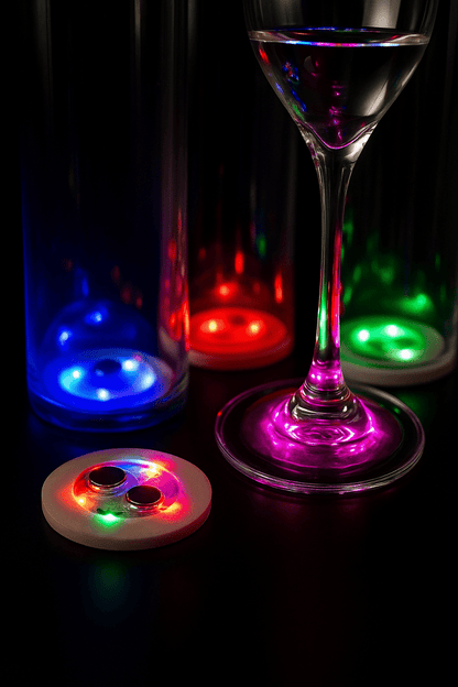 GlowLite™ – Dessous de verre LED autocollants - Ambiance lumineuse garantie pour vos soirées ! - FaciliCasa