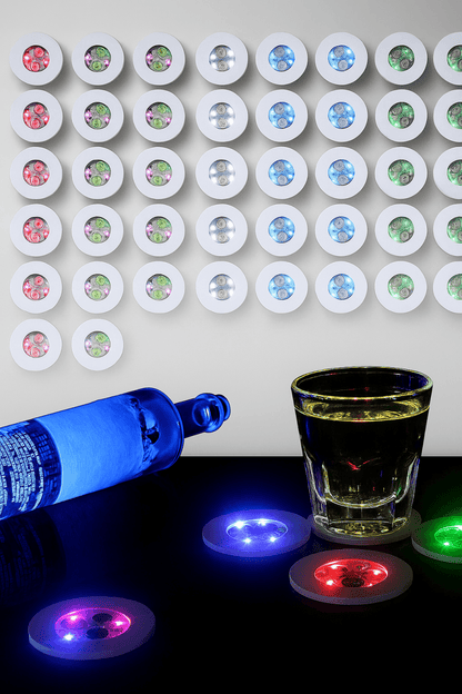 GlowLite™ – Dessous de verre LED autocollants - Ambiance lumineuse garantie pour vos soirées ! - FaciliCasa