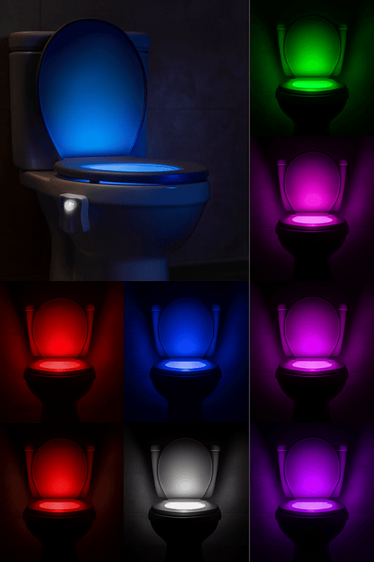 GlowLoo™ - Lumière LED WC intelligente à capteur de mouvement, 16 couleurs pour des nuits sans stress - FaciliCasa