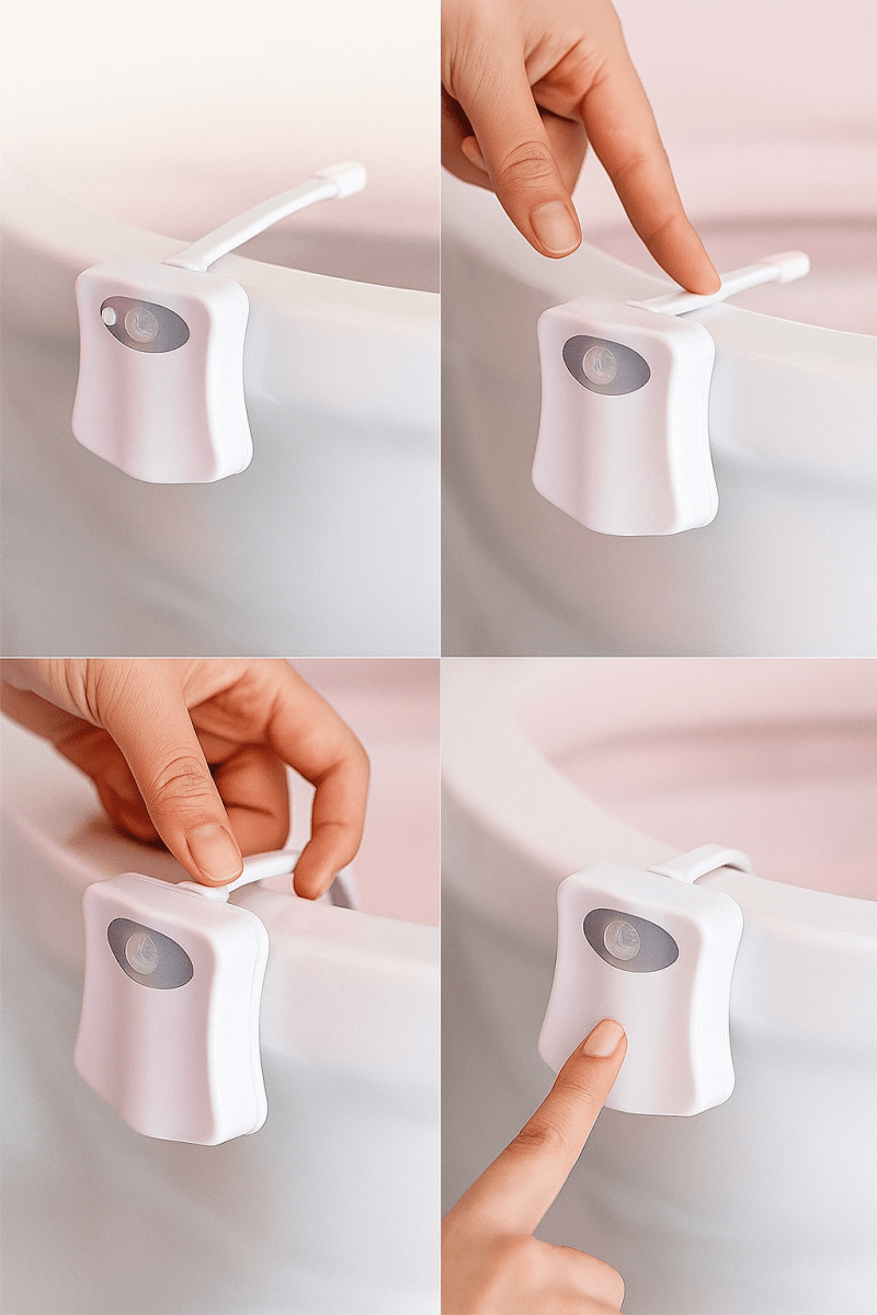 GlowLoo™ - Lumière LED WC intelligente à capteur de mouvement, 16 couleurs pour des nuits sans stress - FaciliCasa