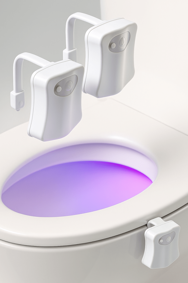 GlowLoo™ - Lumière LED WC intelligente à capteur de mouvement, 16 couleurs pour des nuits sans stress - FaciliCasa
