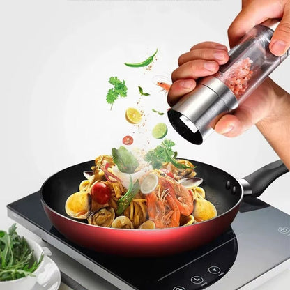 GrindMaster Duo™ - Moulin à sel et poivre 2 en 1 en acier inoxydable | Broyeur céramique réglable pour cuisine design et épices fraîchement moulues - FaciliCasa