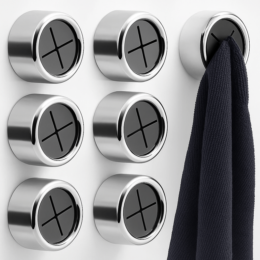 🧲 GripHook™ – Crochets adhésifs sans perçage – Fixation ultra forte et élégance inox pour torchons et serviettes - FaciliCasa