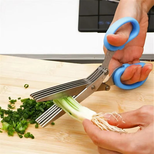 🌿HerbaCut™ - Ciseaux de Cuisine à 5 Lames pour Herbes, Oignons et Épices - Coupe Facile et Précise - FaciliCasa