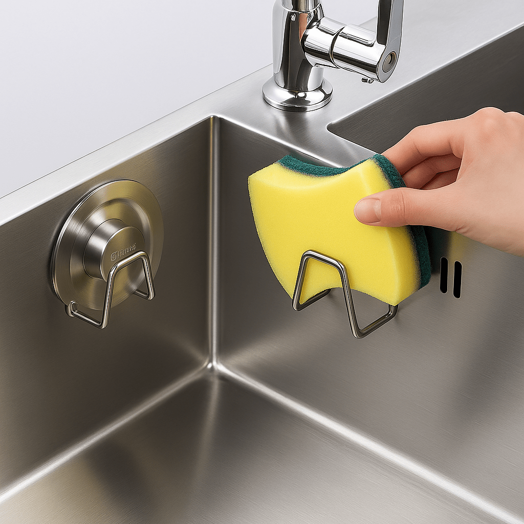 🔥 HookyFix™ – Le crochet mural malin pour une cuisine impeccable Le support autocollant en acier inoxydable qui libère ton évier et simplifie ta vie - FaciliCasa