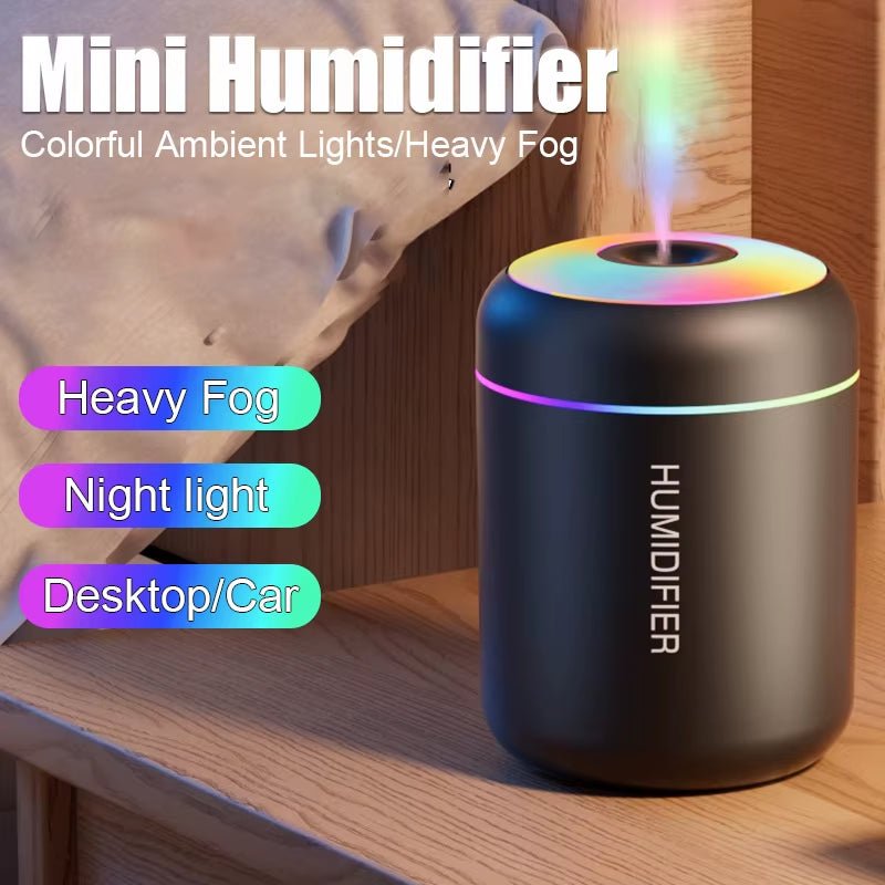 🏷️ Humilight™ – Mini Humidificateur USB 180ml avec LED arc - en - ciel pour une ambiance zen à la maison ou au bureau - FaciliCasa