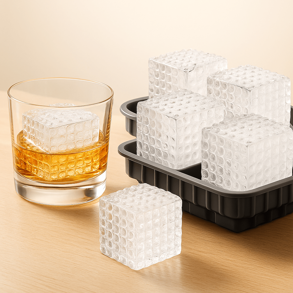 🧊 IceLuxe™ – Moule à glaçons design pour cocktails d’exception Le moule à glaçons en silicone qui sublime chaque boisson avec des glaçons effet diamant. - FaciliCasa