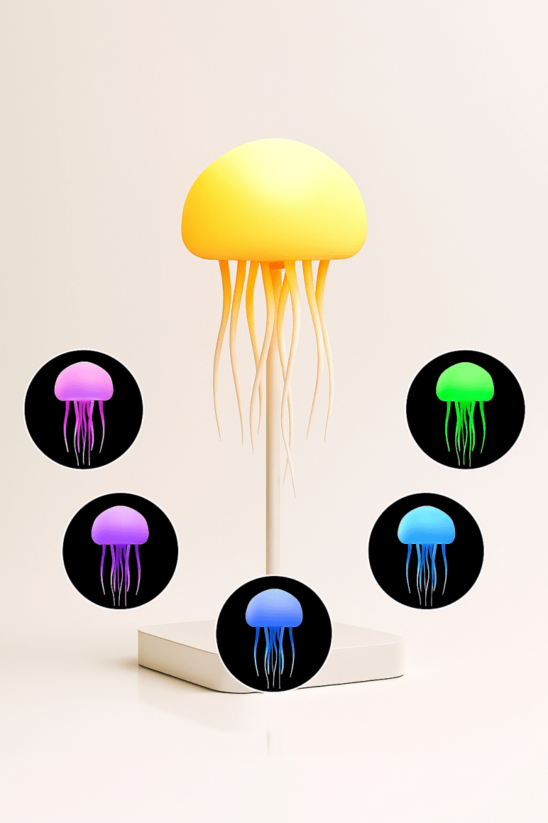 JellyMood™ - Lampe Méduse LED RGB relaxante à commande vocale pour une ambiance magique - FaciliCasa