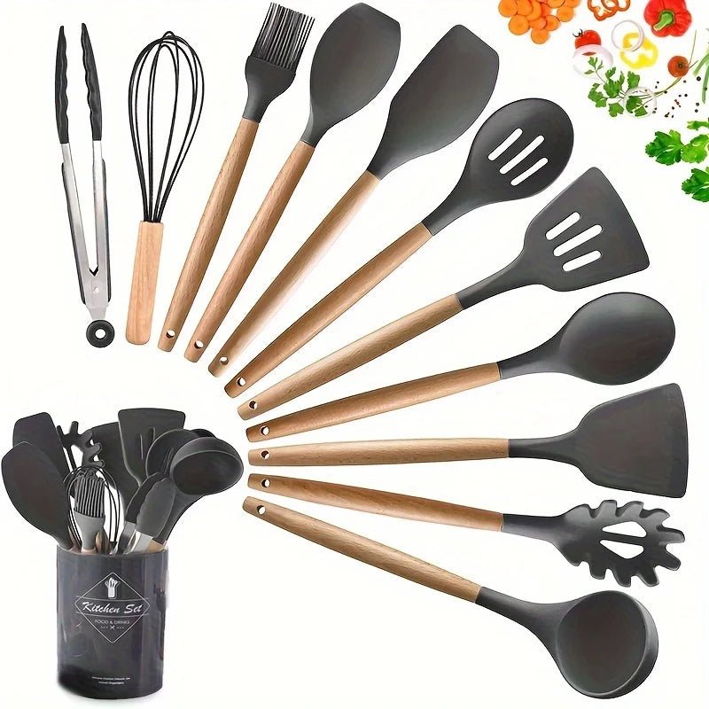 🍳 KitchenWood™ - Le set d’ustensiles qui révolutionne ta cuisine Donne du style à ta cuisine tout en la rendant ultra fonctionnelle ! - FaciliCasa