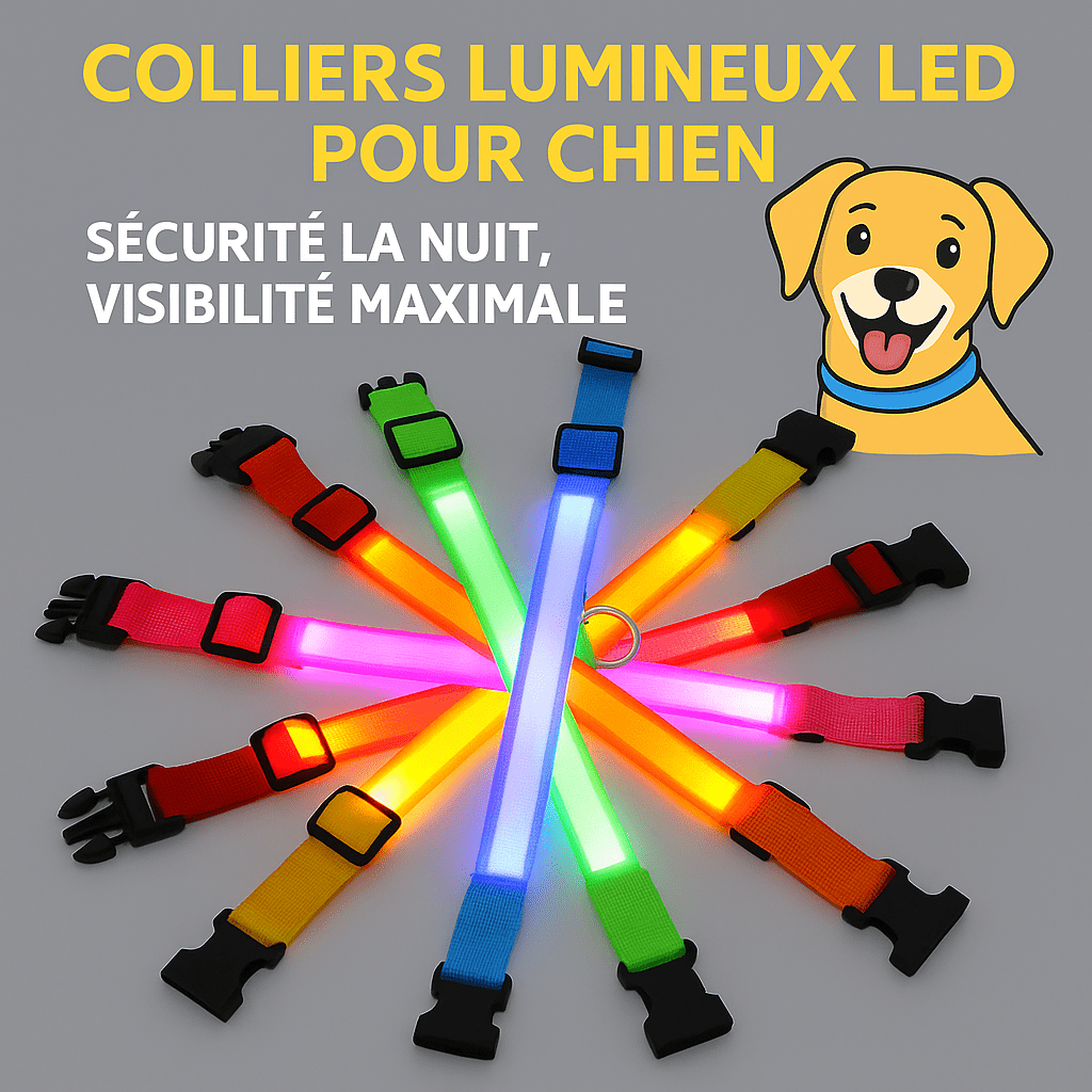 🐶 LumiColl™ - Collier lumineux LED USB pour chien – Sécurité nocturne, design moderne, 3 modes de visibilité - FaciliCasa