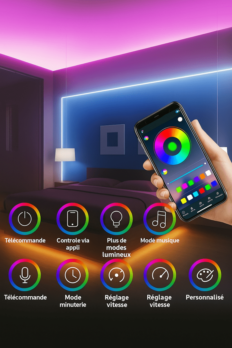 🌈 LumiFlex™ RGB - Bande LED connectée pour une ambiance sur - mesure - FaciliCasa