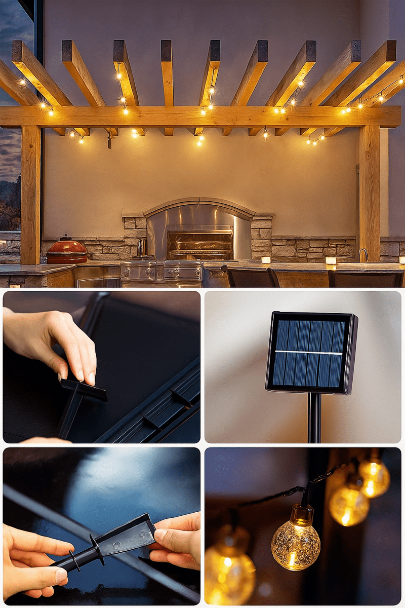 LumiSol™ - Guirlande solaire LED extérieure 60 LED étanche | Ambiance jardin, terrasse & fêtes - FaciliCasa