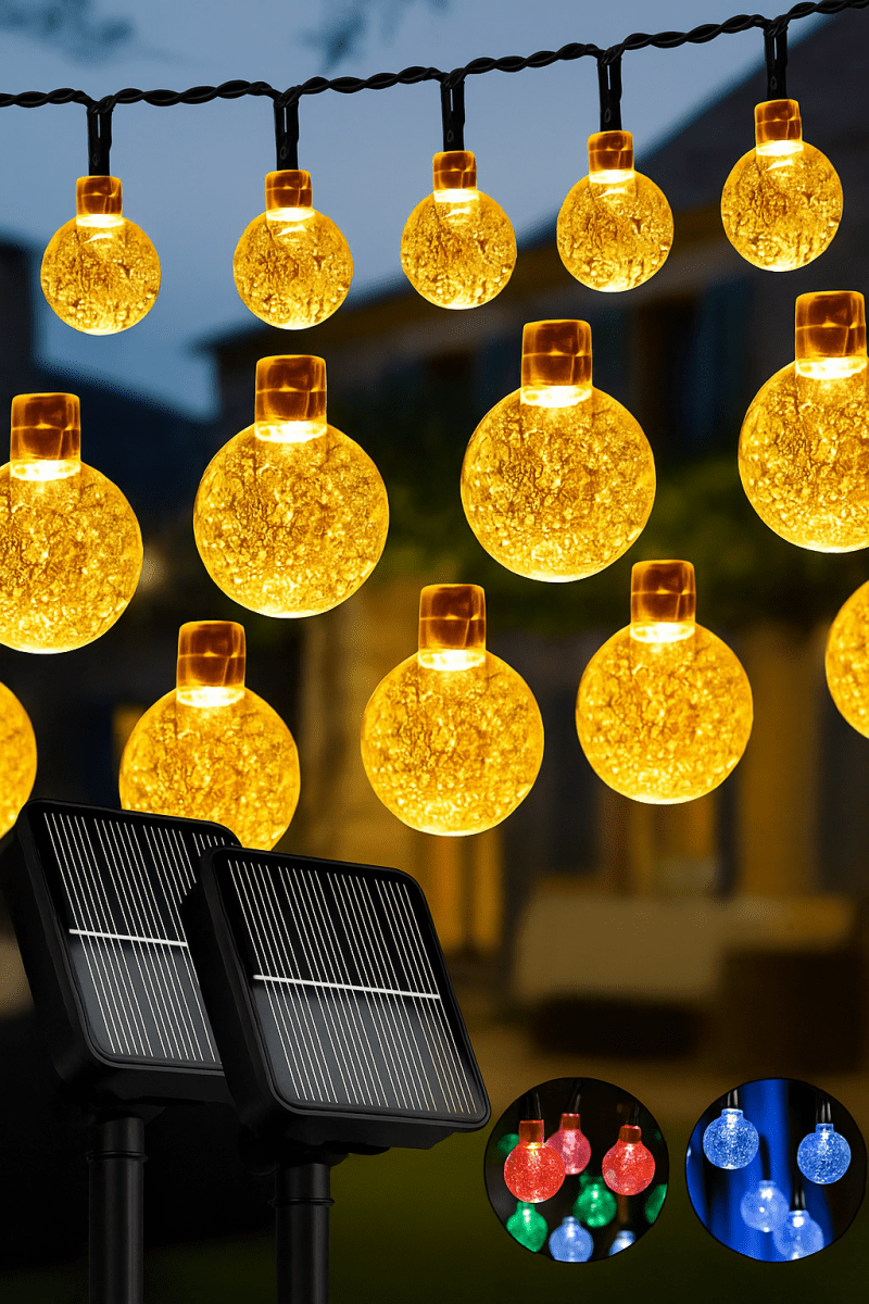 LumiSol™ - Guirlande solaire LED extérieure 60 LED étanche | Ambiance jardin, terrasse & fêtes - FaciliCasa