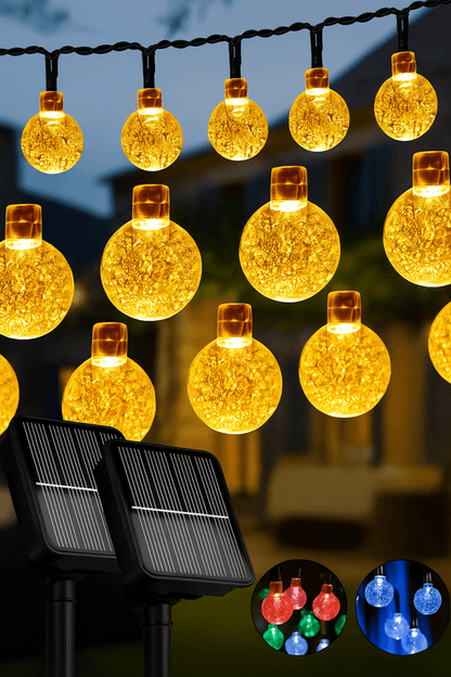 LumiSol™ - Guirlande solaire LED extérieure 60 LED étanche | Ambiance jardin, terrasse & fêtes - FaciliCasa