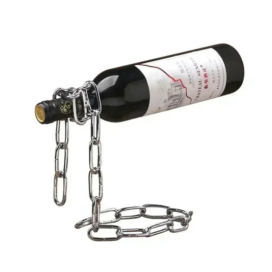 MagicChain™ – Support Bouteille Suspendue Illusion en Chaîne Métallique, Design Unique pour Cuisine, Cave ou Bar - FaciliCasa