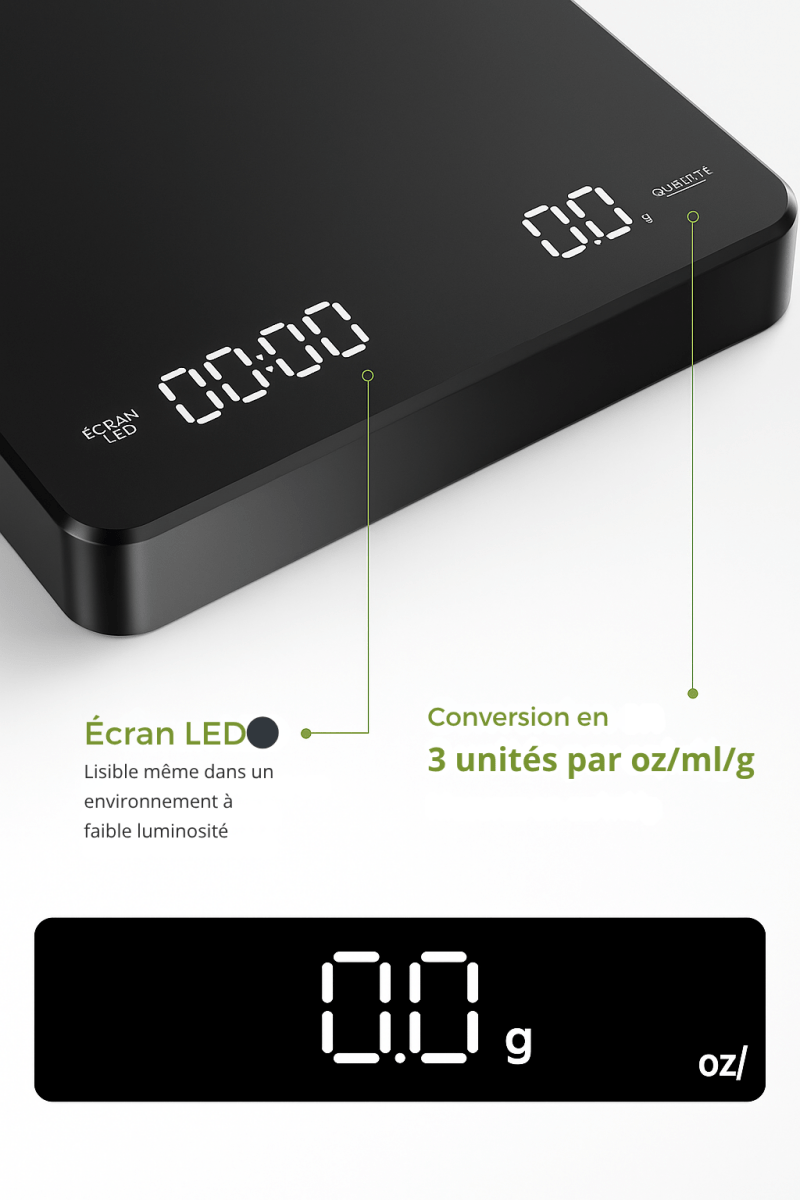 NutriScale™ - Balance de Cuisine Électronique Rechargeable, Haute Précision & Design Compact - FaciliCasa