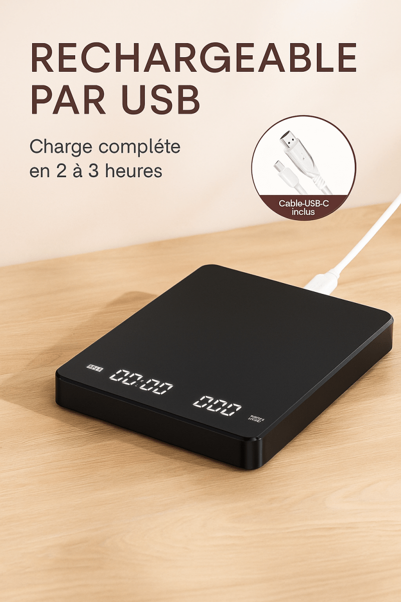 NutriScale™ - Balance de Cuisine Électronique Rechargeable, Haute Précision & Design Compact - FaciliCasa