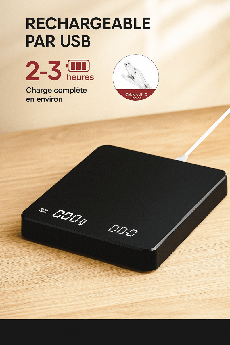NutriScale™ - Balance de Cuisine Électronique Rechargeable, Haute Précision & Design Compact - FaciliCasa
