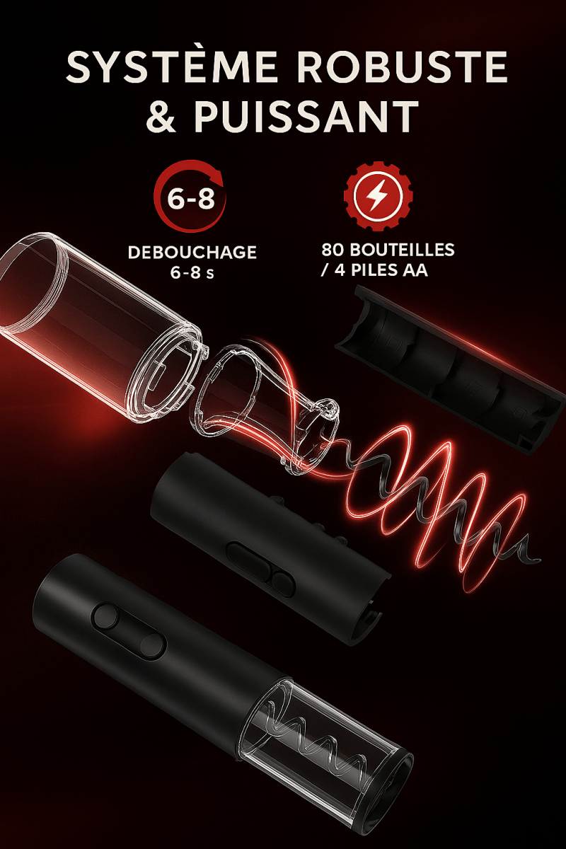 OenoClick™ - Le tire - bouchon électrique design qui ouvre vos bouteilles en un clic - FaciliCasa
