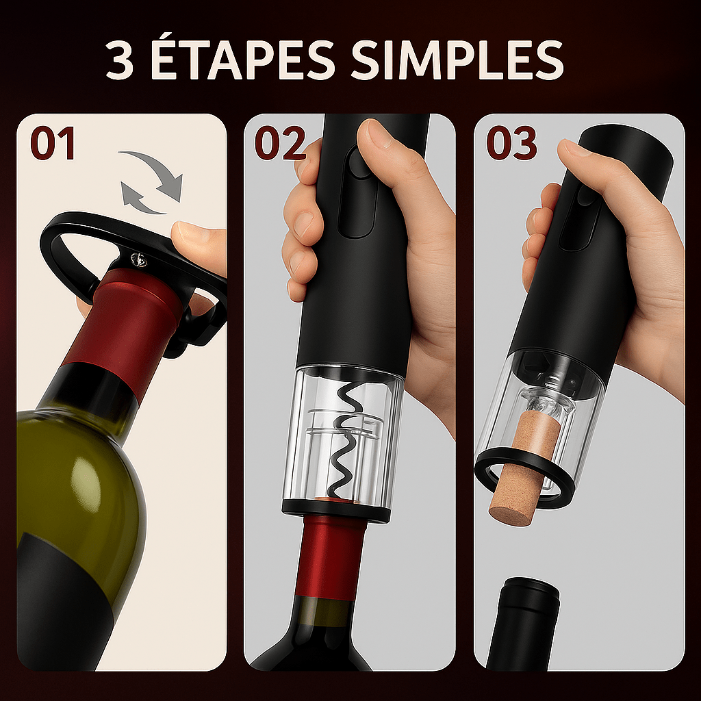 OenoClick™ - Le tire - bouchon électrique design qui ouvre vos bouteilles en un clic - FaciliCasa