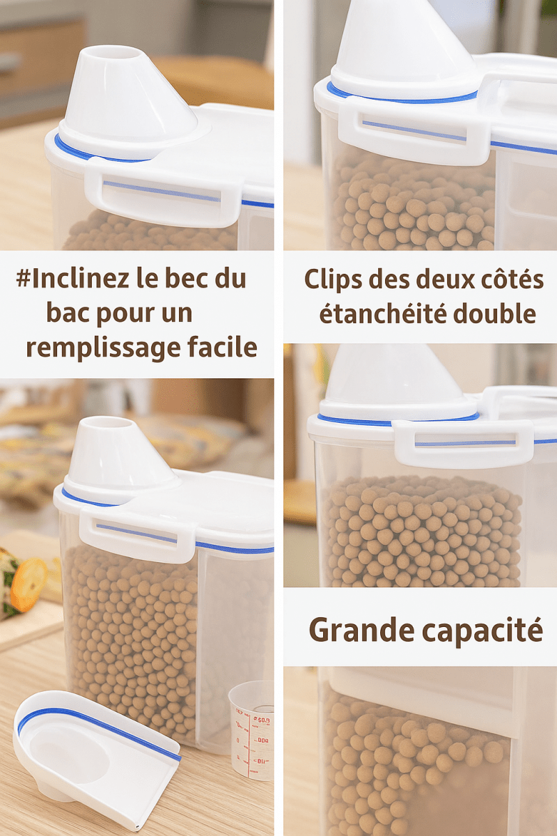🍽️ PetStorage Pro™ – Récipient hermétique pour croquettes, grande capacité, design pratique pour chiens & chats - FaciliCasa