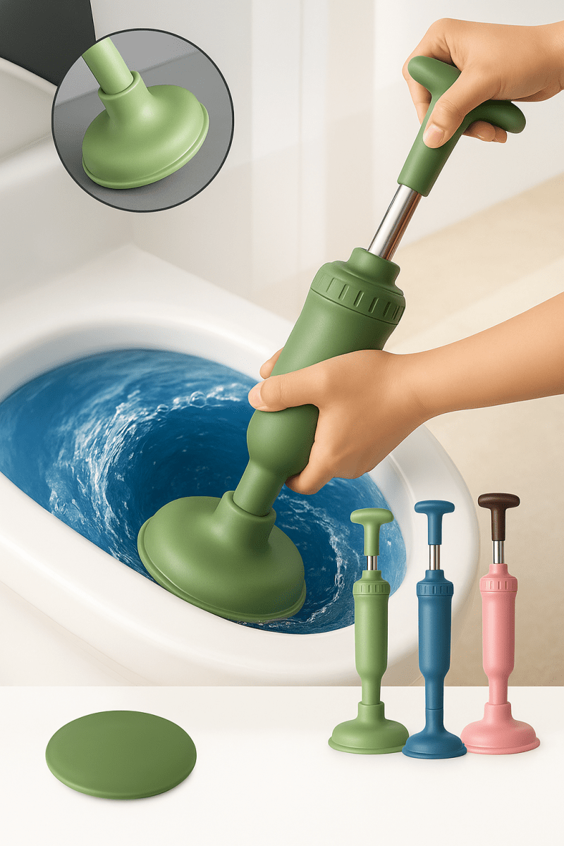 PowerPlunge™ – Déboucheur WC Haute Pression Réutilisable | Piston en Silicone Puissant & Ergonomique - FaciliCasa
