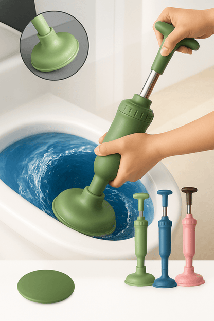 PowerPlunge™ – Déboucheur WC Haute Pression Réutilisable | Piston en Silicone Puissant & Ergonomique - FaciliCasa