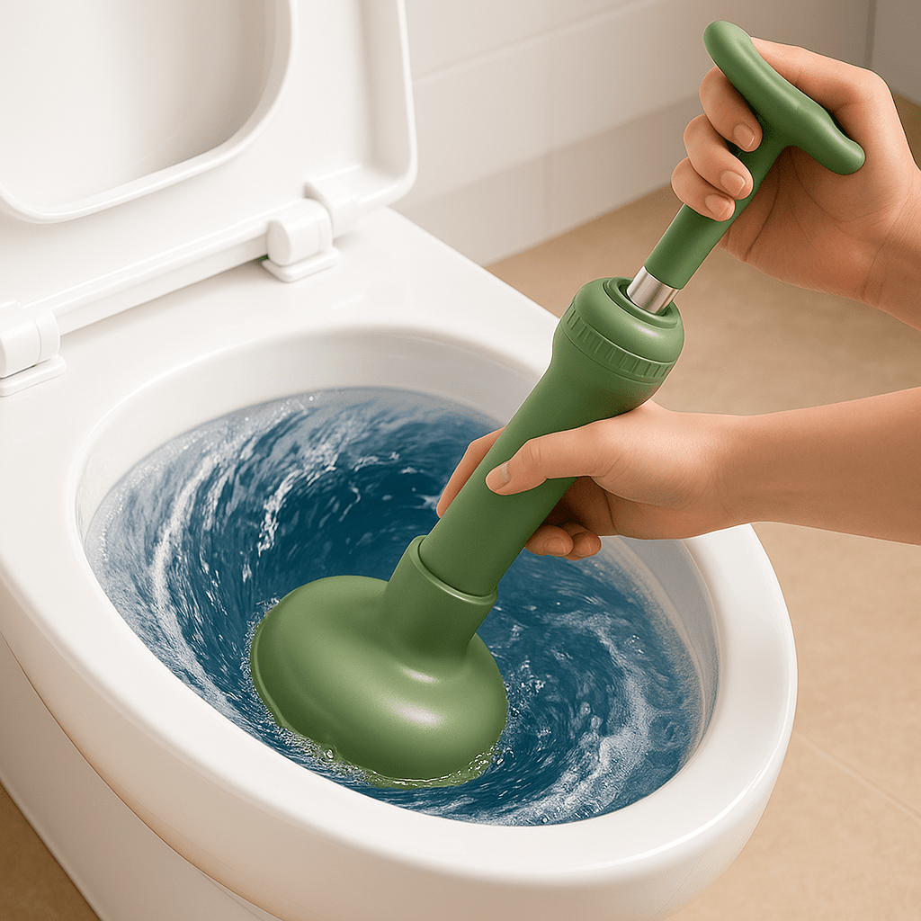 PowerPlunge™ – Déboucheur WC Haute Pression Réutilisable | Piston en Silicone Puissant & Ergonomique - FaciliCasa