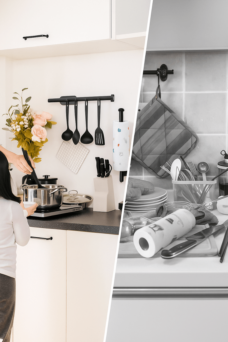 🧻 RollFix™ – Support Adhésif Polyvalent pour Papier et Serviettes | Gain de Place & Sans Perçage - FaciliCasa