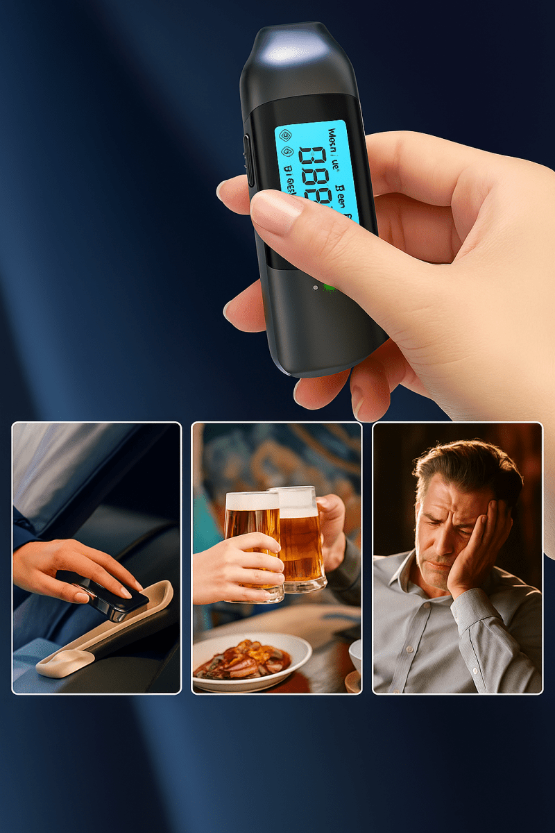 SafeBreath™ – Éthylotest Portable LED Haute Précision Sans Contact, Test d'Alcool Fiable en Quelques Secondes - FaciliCasa