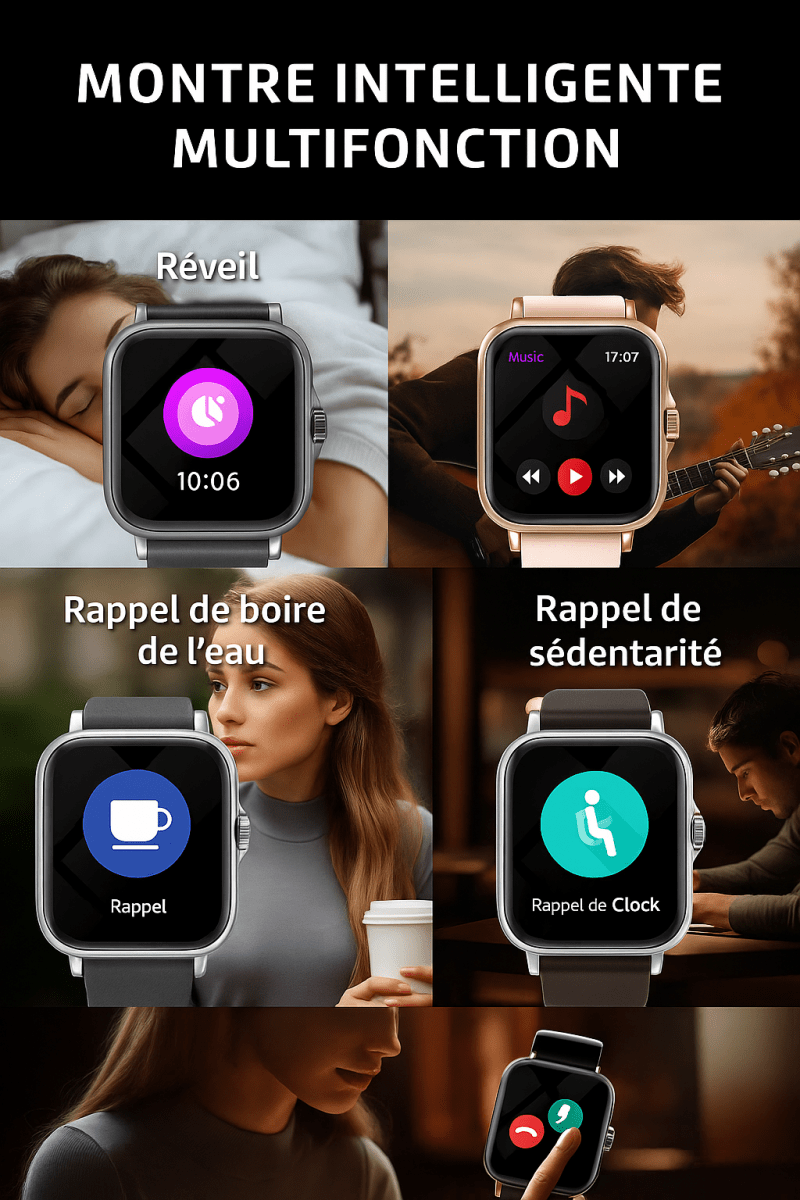 SmartFit™ Vision 1.83” – Montre connectée étanche avec appels, messages & suivi santé - FaciliCasa