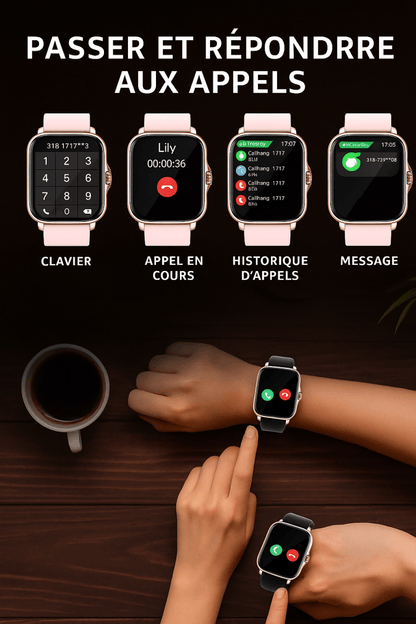 SmartFit™ Vision 1.83” – Montre connectée étanche avec appels, messages & suivi santé - FaciliCasa