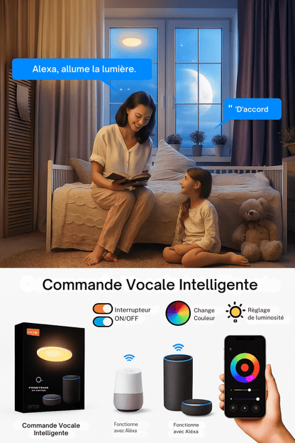 🟡 SmartGlow™ - Lampe LED Connectée WiFi RGB 24W - Ambiance personnalisée, contrôle vocal, style futuriste - FaciliCasa
