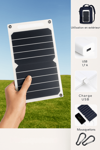 🔋 SolarGo™ – Panneau Solaire USB 30W Étanche – Recharge éco, partout, tout le temps - FaciliCasa