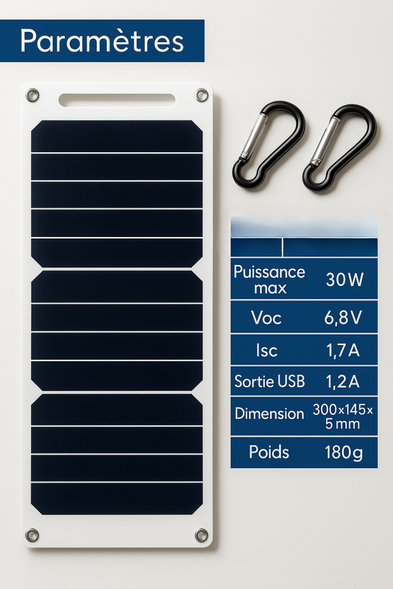🔋 SolarGo™ – Panneau Solaire USB 30W Étanche – Recharge éco, partout, tout le temps - FaciliCasa